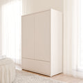Alyson 2 Door Low Wardrobe with Push-to-Open Doors and Drawer in Sand