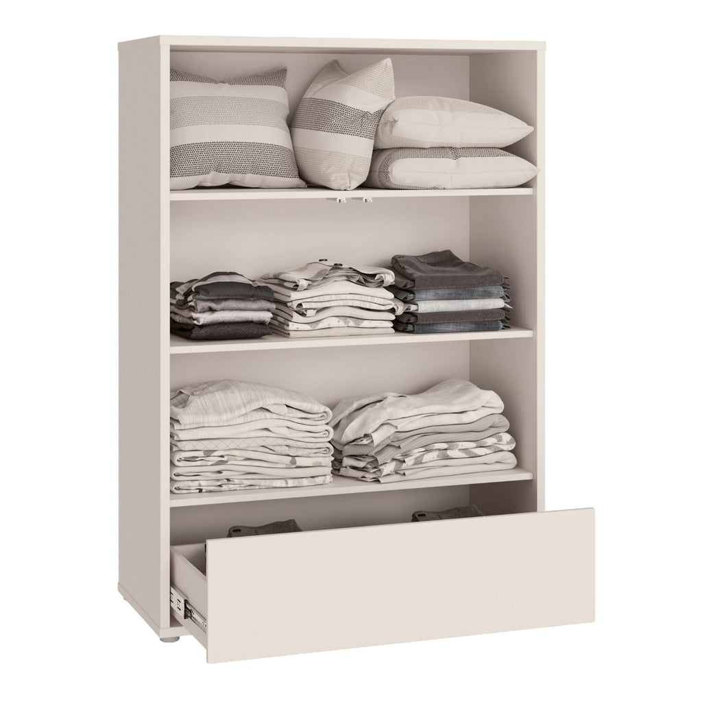 Alyson 2 Door Low Wardrobe with Push-to-Open Doors and Drawer in Sand