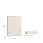 Alyson 2 Door Low Wardrobe with Push-to-Open Doors and Drawer in Sand