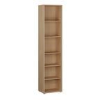 Alyson Tall Narrow Bookcase with 5 Shelves in Elegancia Oak