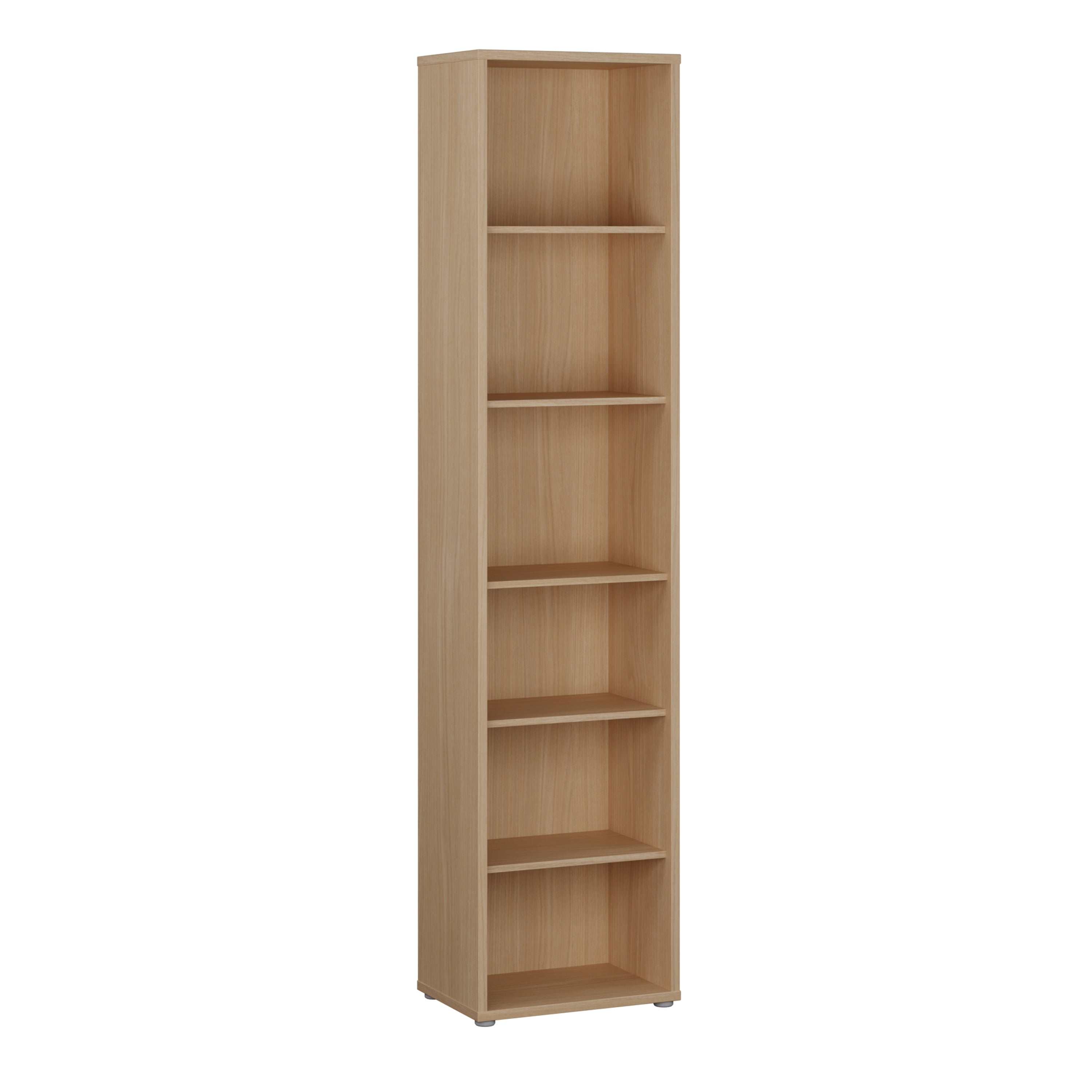 Alyson Tall Narrow Bookcase with 5 Shelves in Elegancia Oak