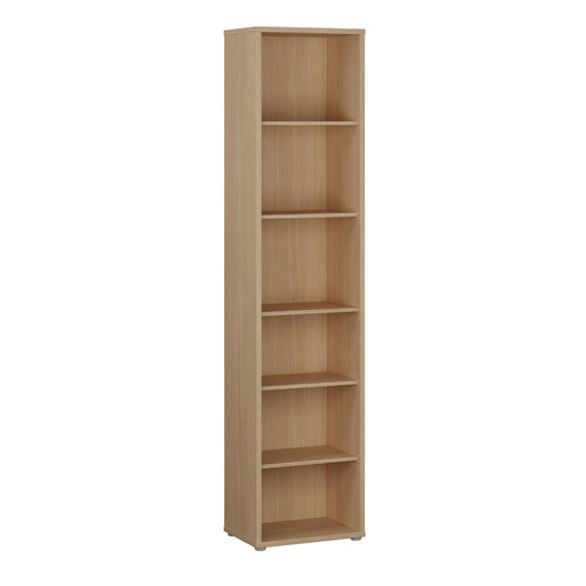 Alyson Tall Narrow Bookcase with 5 Shelves in Elegancia Oak