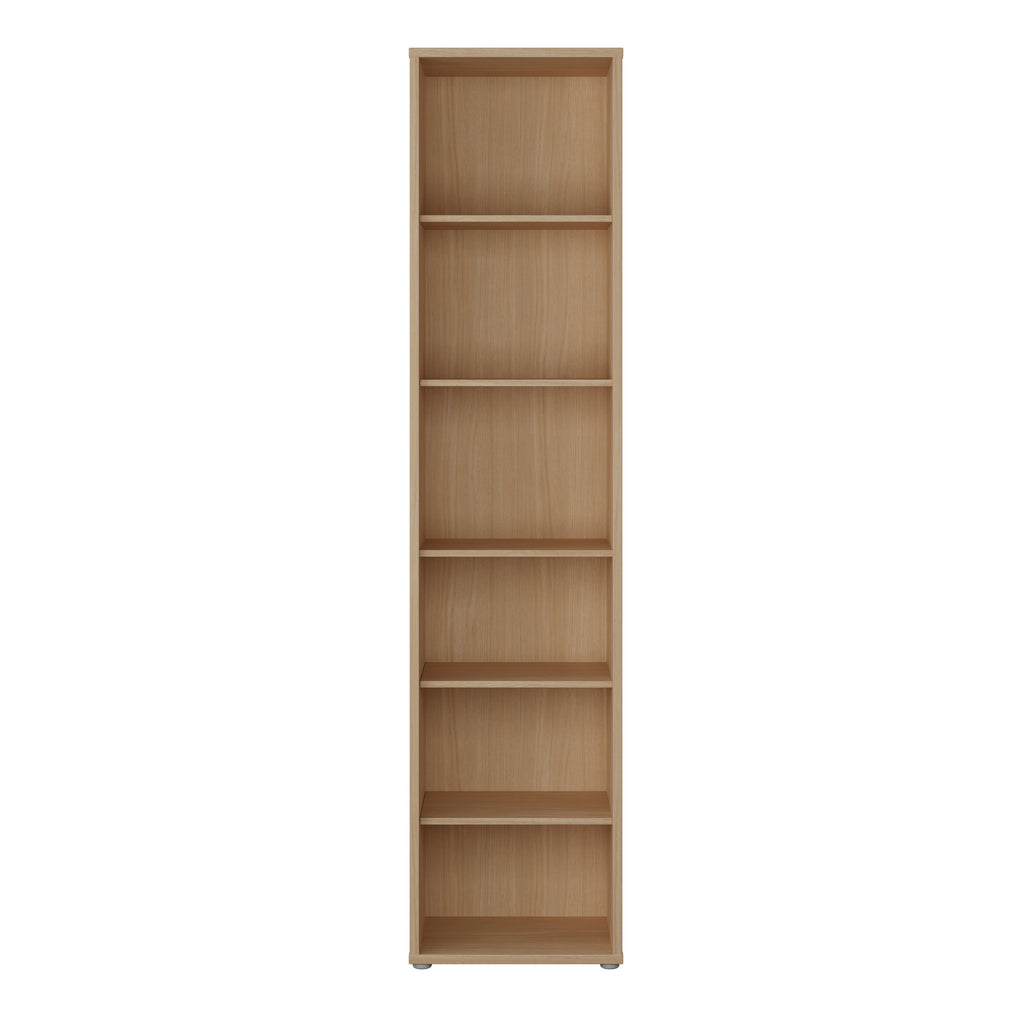 Alyson Tall Narrow Bookcase with 5 Shelves in Elegancia Oak