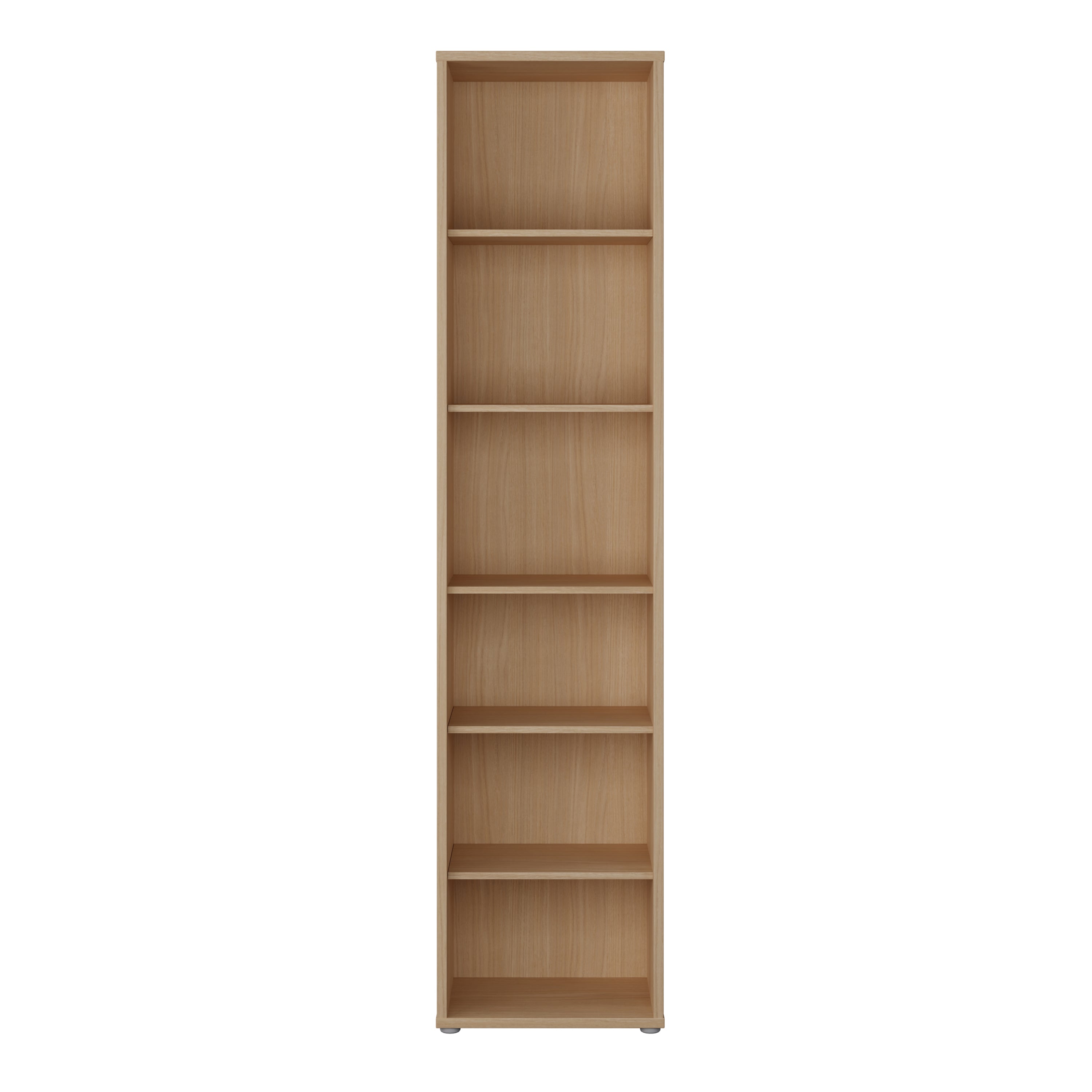 Alyson Tall Narrow Bookcase with 5 Shelves in Elegancia Oak
