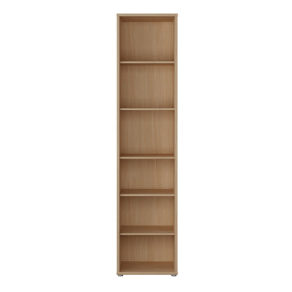 Alyson Tall Narrow Bookcase with 5 Shelves in Elegancia Oak
