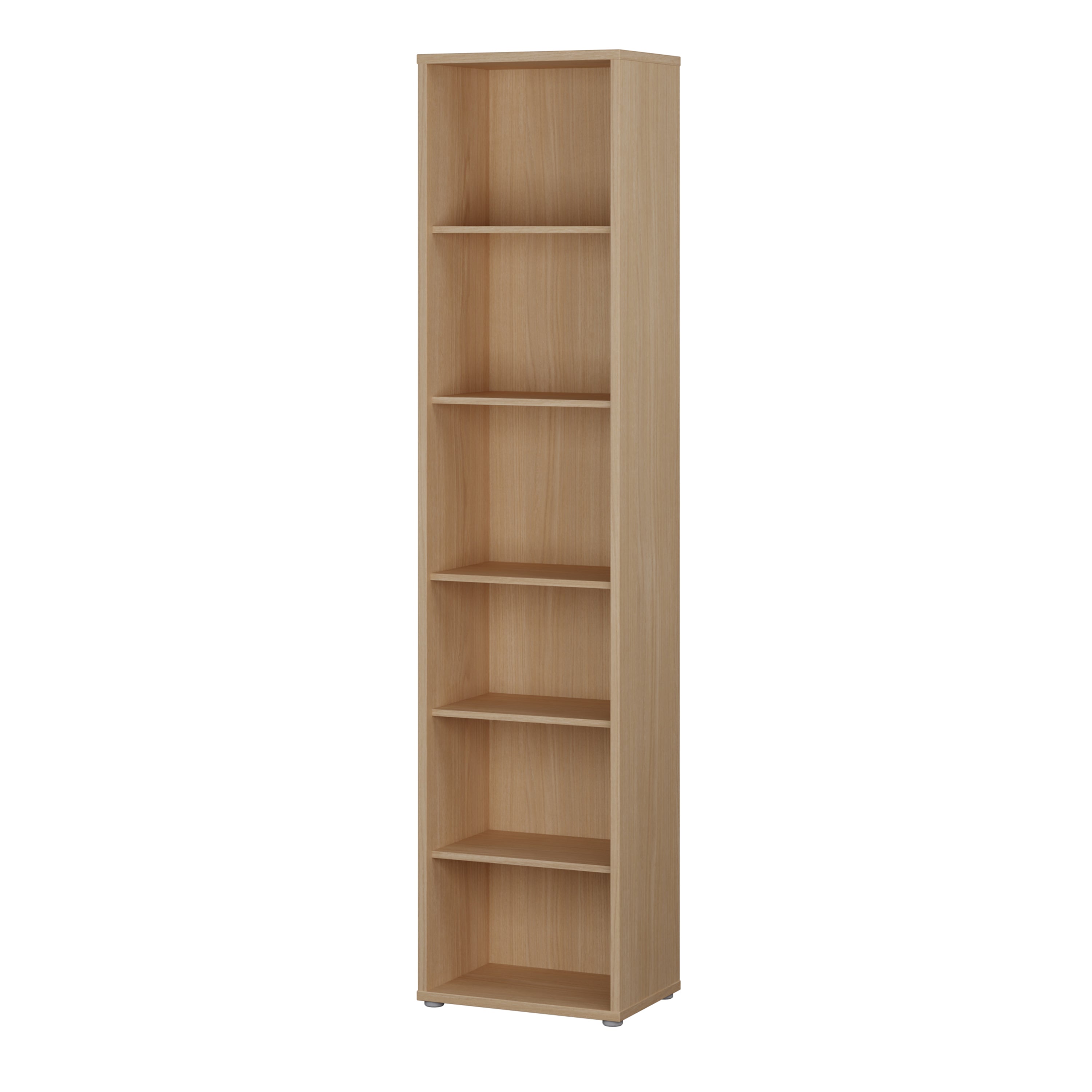 Alyson Tall Narrow Bookcase with 5 Shelves in Elegancia Oak