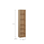 Alyson Tall Narrow Bookcase with 5 Shelves in Elegancia Oak