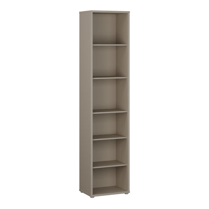 Alyson Tall Narrow Bookcase with 5 Shelves in Taupe