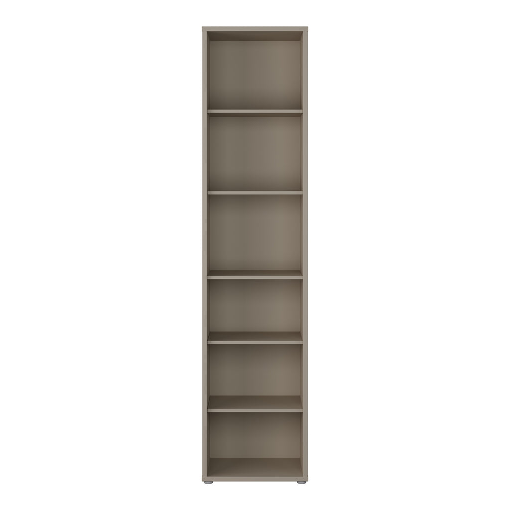 Alyson Tall Narrow Bookcase with 5 Shelves in Taupe