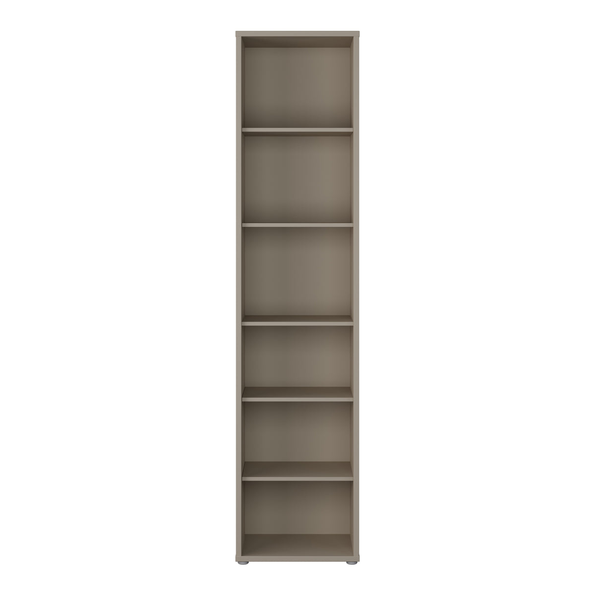 Alyson Tall Narrow Bookcase with 5 Shelves in Taupe