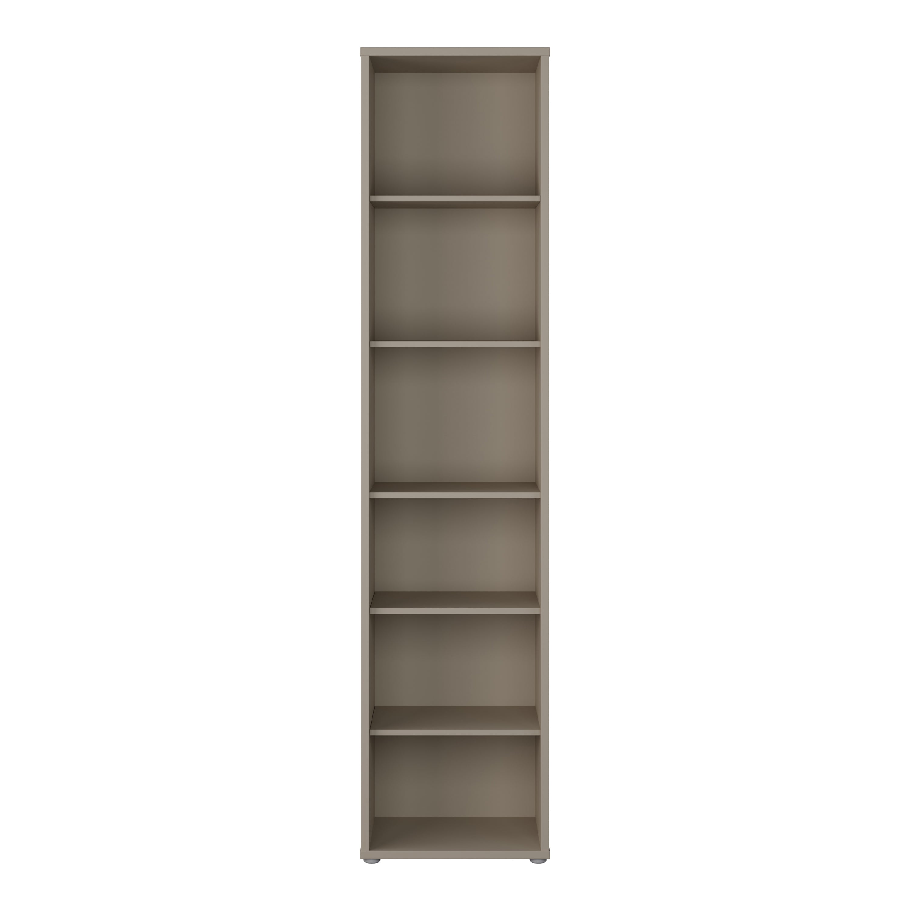Alyson Tall Narrow Bookcase with 5 Shelves in Taupe