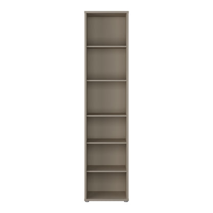 Alyson Tall Narrow Bookcase with 5 Shelves in Taupe