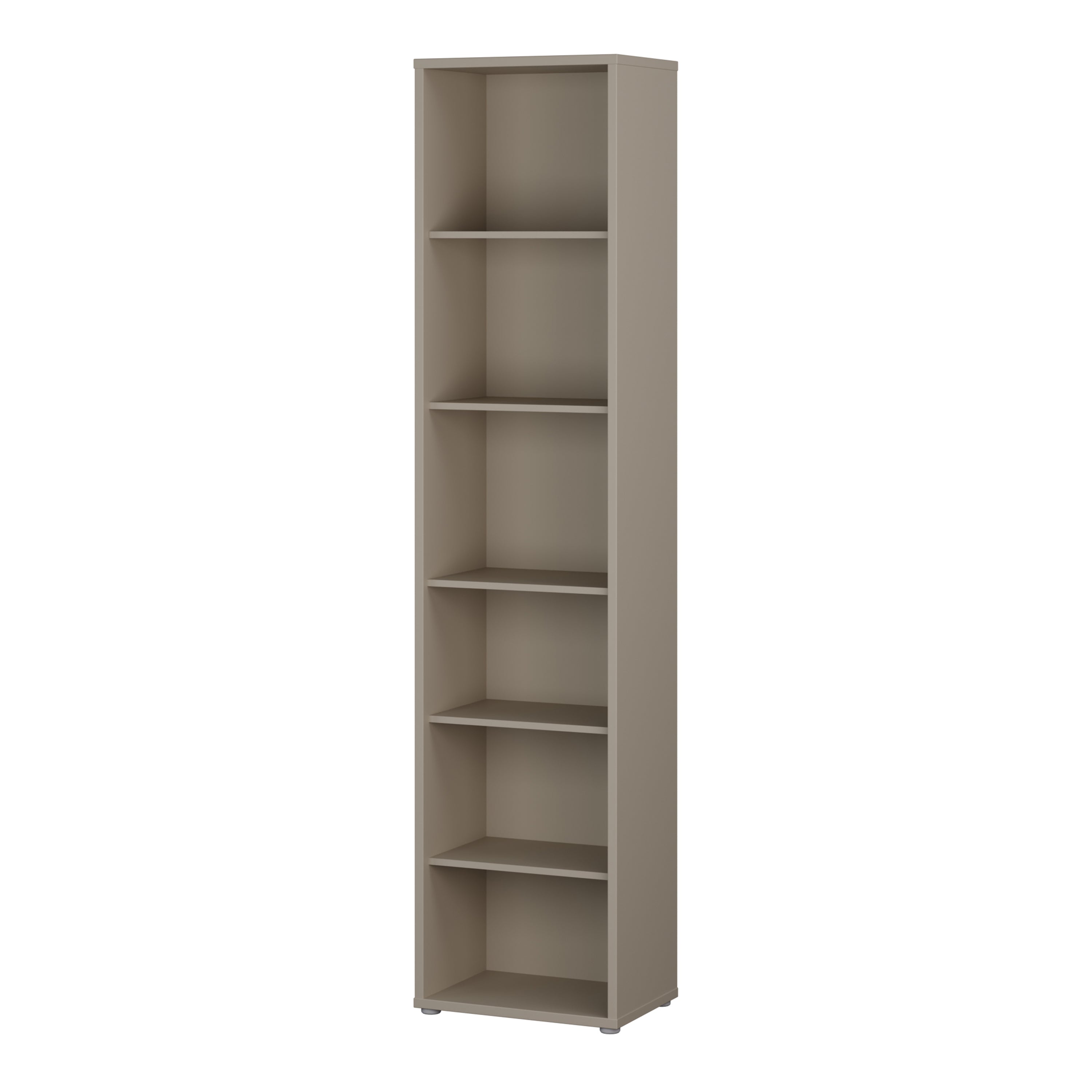 Alyson Tall Narrow Bookcase with 5 Shelves in Taupe