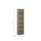 Alyson Tall Narrow Bookcase with 5 Shelves in Taupe