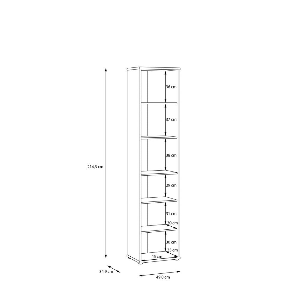 Alyson Tall Narrow Bookcase with 5 Shelves in Taupe