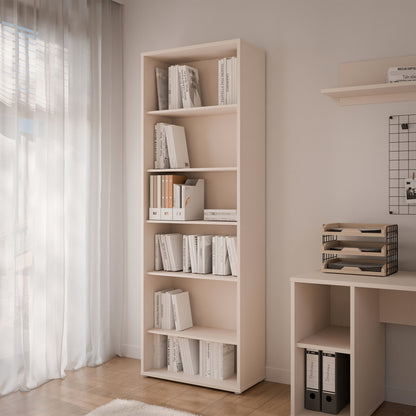 Alyson Tall Wide Bookcase with 5 Shelves in Sand