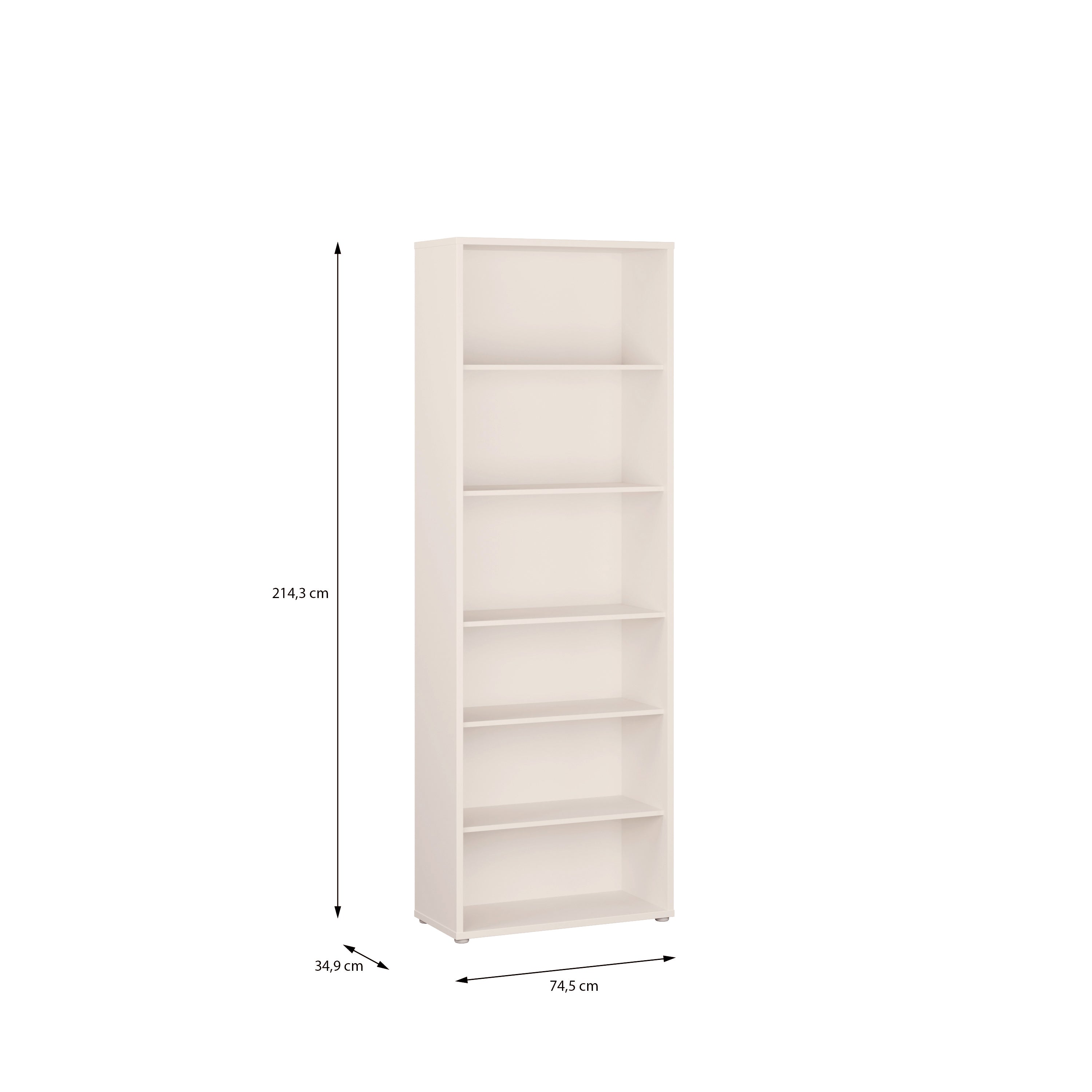 Alyson Tall Wide Bookcase with 5 Shelves in Sand