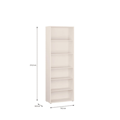 Alyson Tall Wide Bookcase with 5 Shelves in Sand