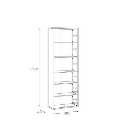 Alyson Tall Wide Bookcase with 5 Shelves in Sand