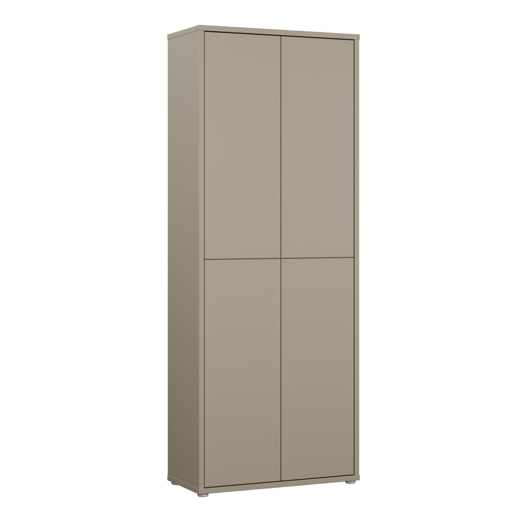 Alyson Tall Shoe Cabinet with 4 Doors Push-to-Open in Taupe