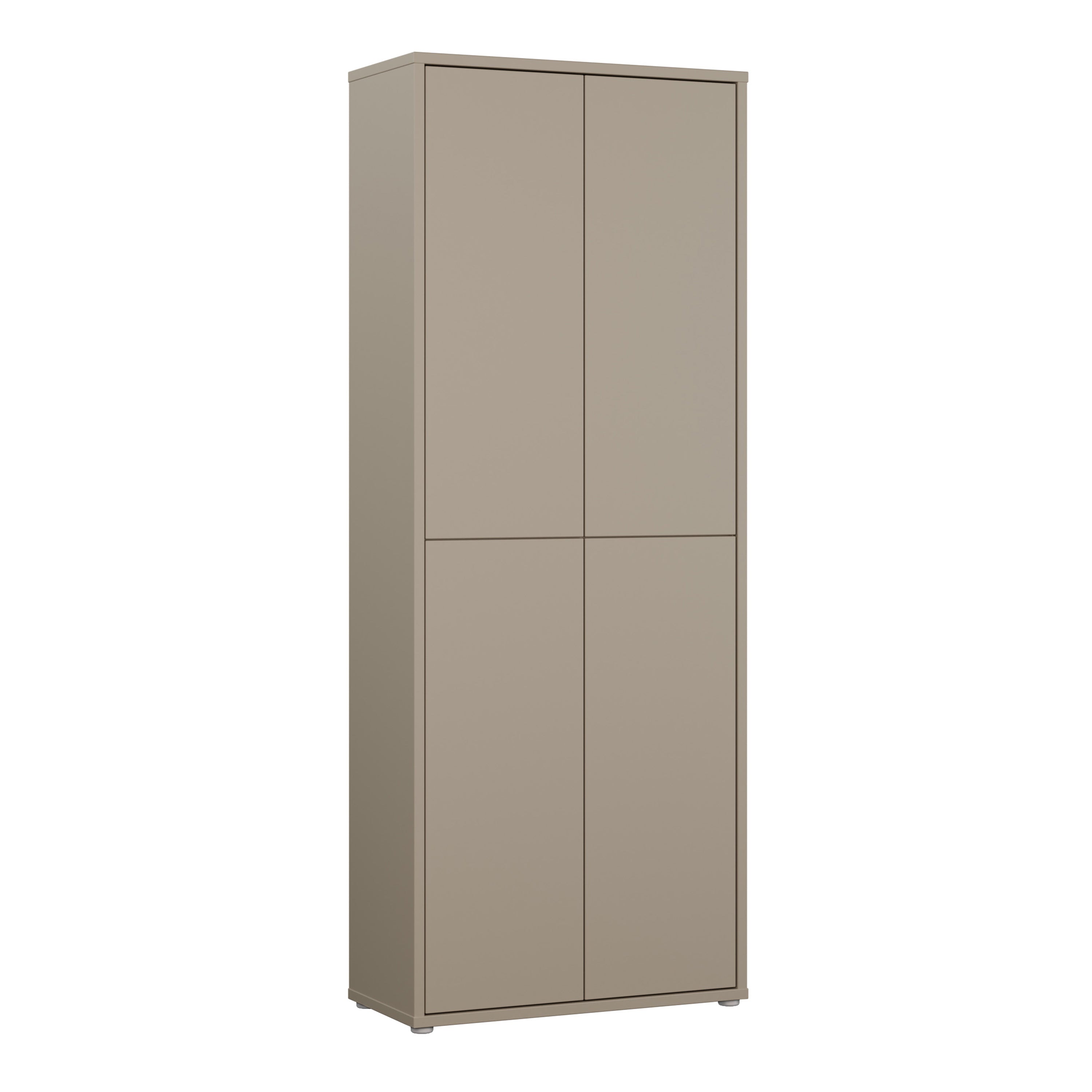 Alyson Tall Shoe Cabinet with 4 Doors Push-to-Open in Taupe