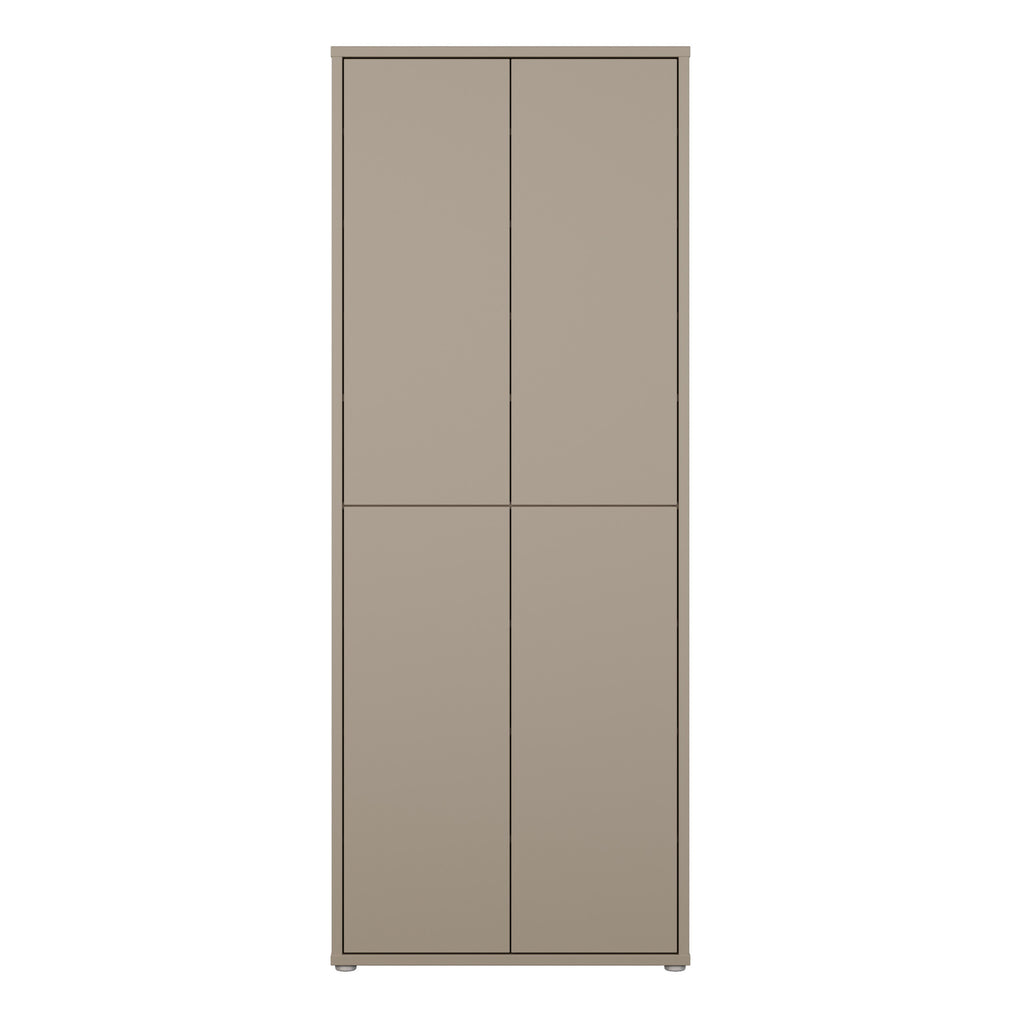 Alyson Tall Shoe Cabinet with 4 Doors Push-to-Open in Taupe