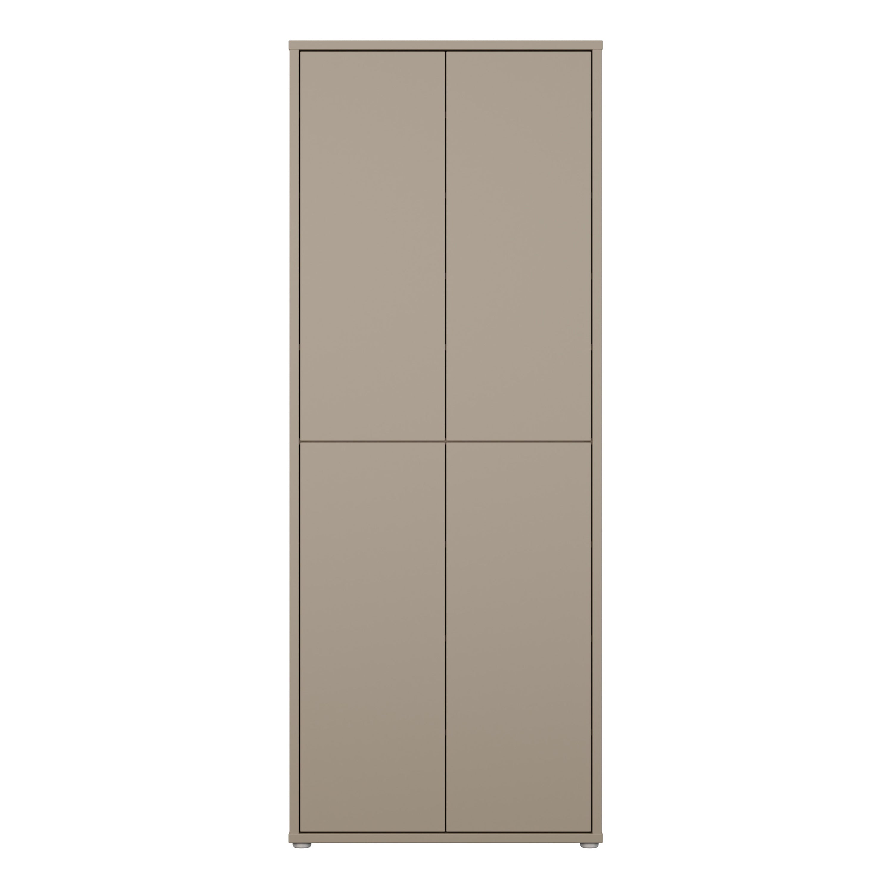 Alyson Tall Shoe Cabinet with 4 Doors Push-to-Open in Taupe