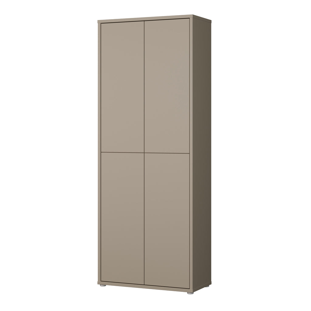 Alyson Tall Shoe Cabinet with 4 Doors Push-to-Open in Taupe
