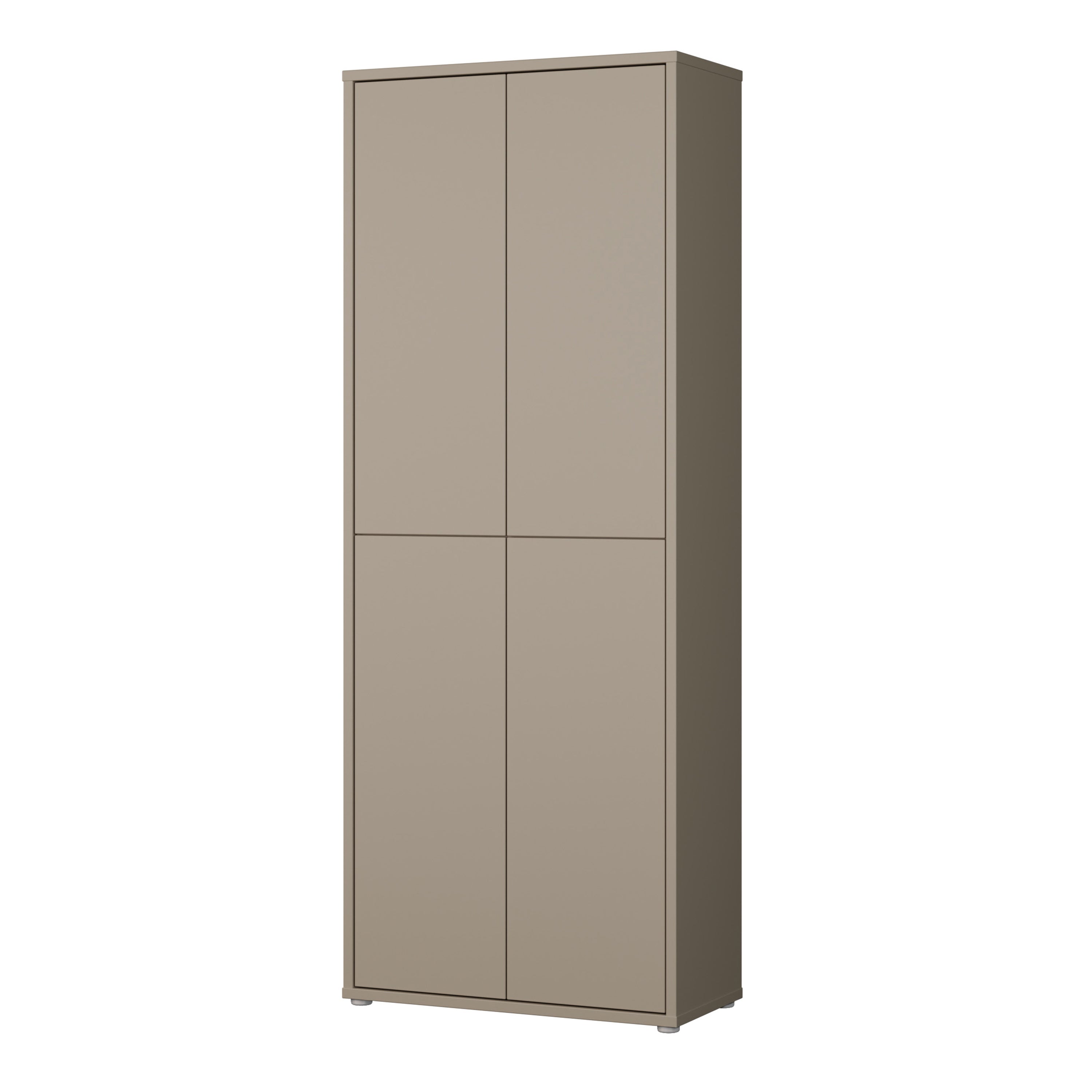 Alyson Tall Shoe Cabinet with 4 Doors Push-to-Open in Taupe