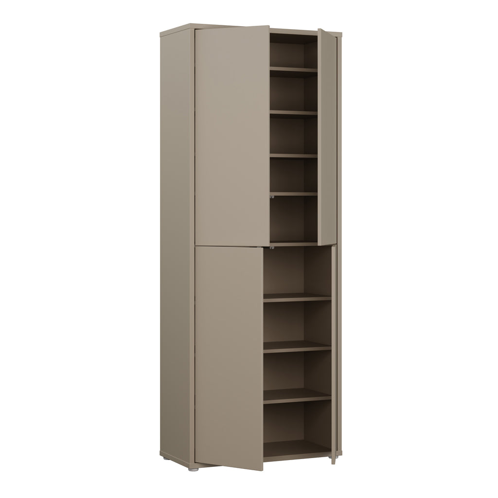 Alyson Tall Shoe Cabinet with 4 Doors Push-to-Open in Taupe