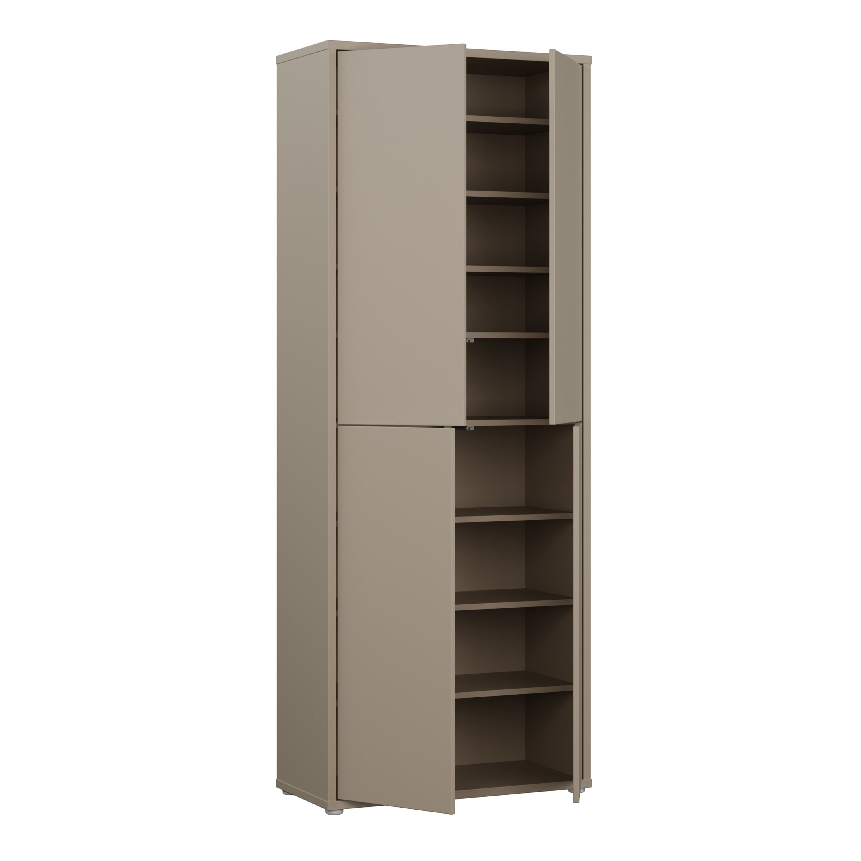 Alyson Tall Shoe Cabinet with 4 Doors Push-to-Open in Taupe