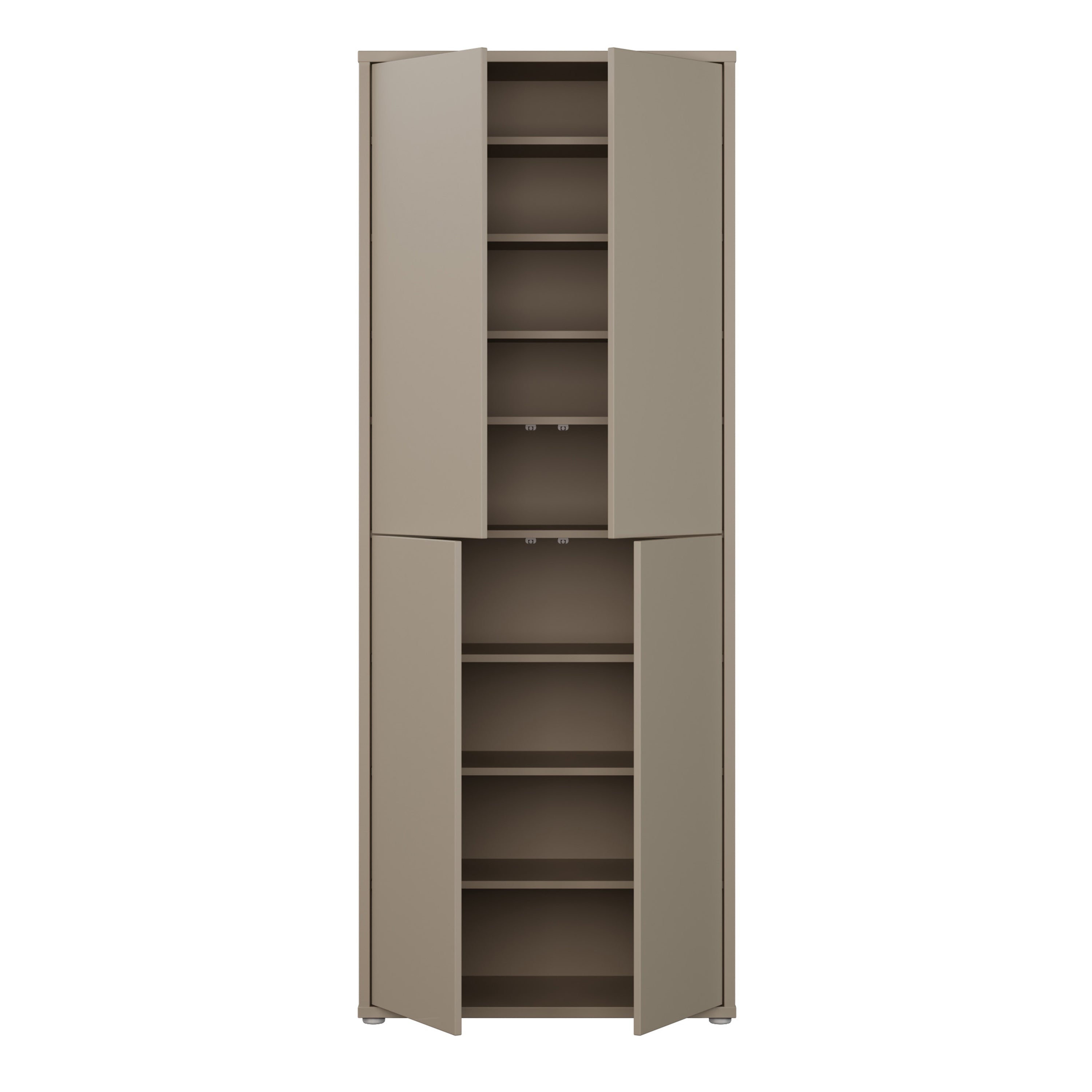 Alyson Tall Shoe Cabinet with 4 Doors Push-to-Open in Taupe