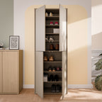 Alyson Tall Shoe Cabinet with 4 Doors Push-to-Open in Taupe