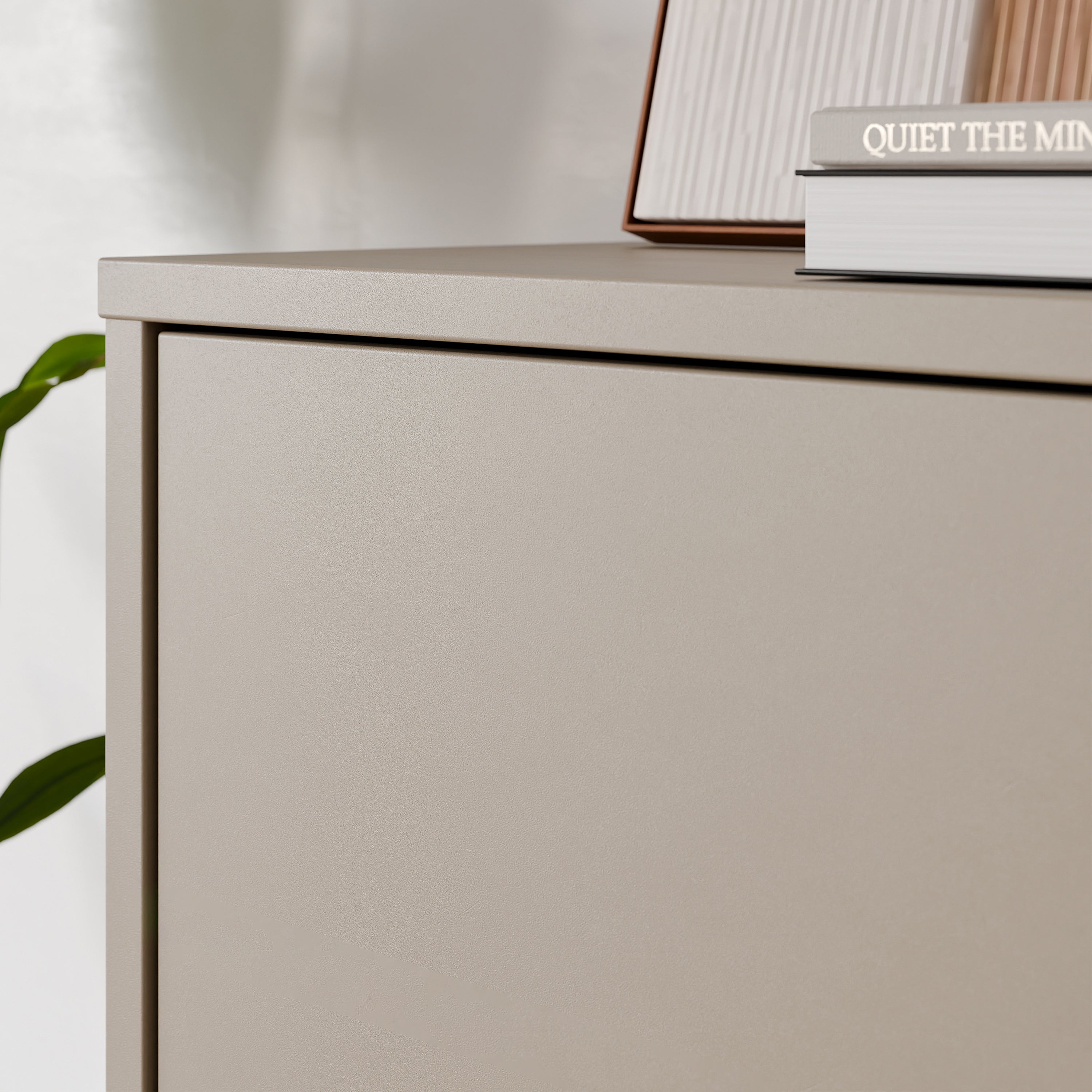 Alyson Tall Shoe Cabinet with 4 Doors Push-to-Open in Taupe