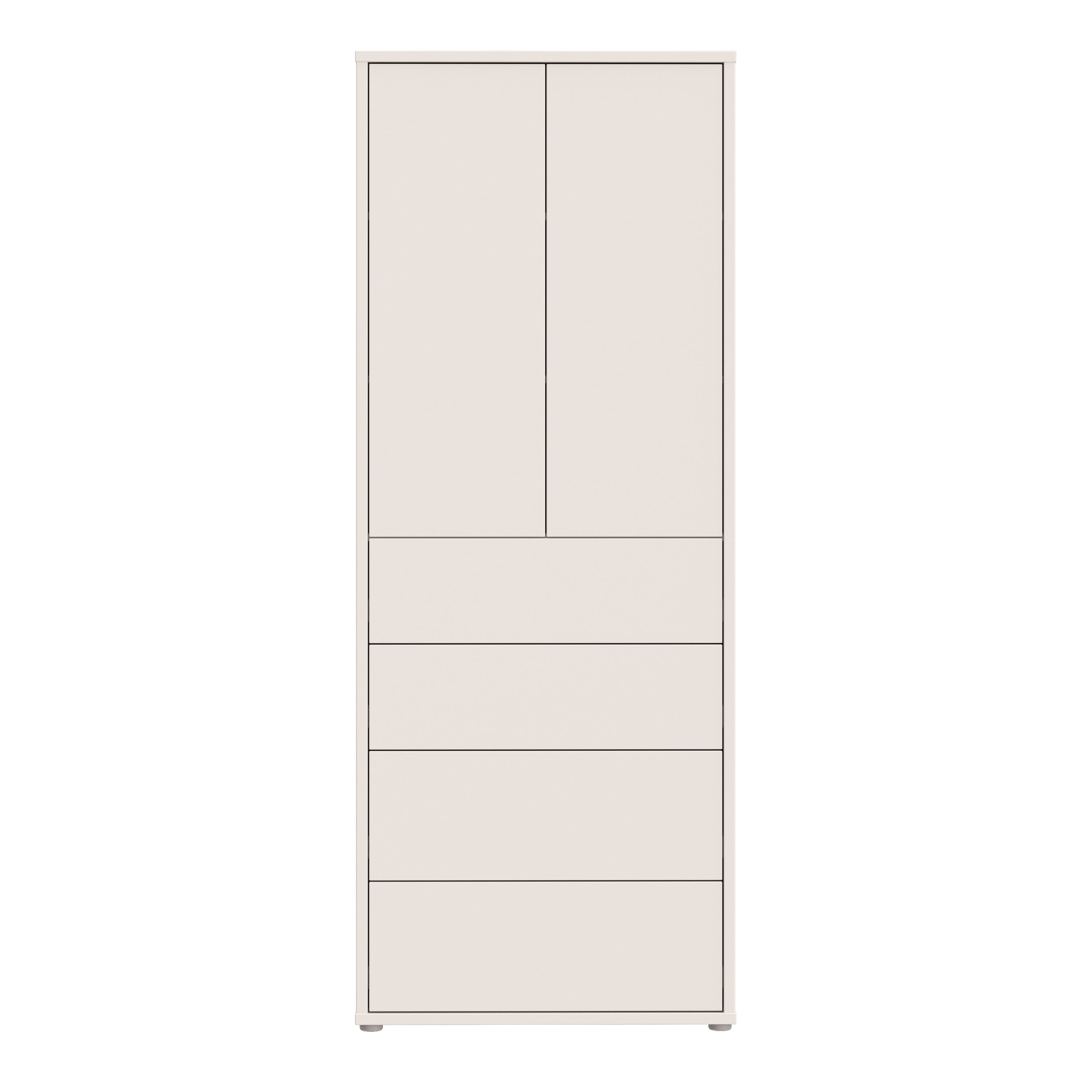 Alyson Tall Storage Cabinet with Push-to-Open Doors & 4 Drawers in Sand