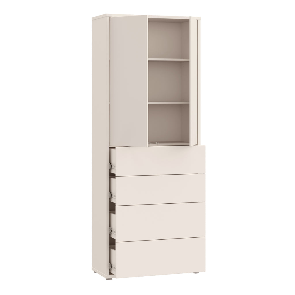Alyson Tall Storage Cabinet with Push-to-Open Doors & 4 Drawers in Sand
