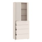 Alyson Tall Storage Cabinet with Push-to-Open Doors & 4 Drawers in Sand