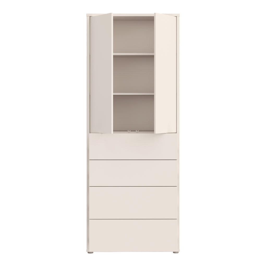 Alyson Tall Storage Cabinet with Push-to-Open Doors & 4 Drawers in Sand