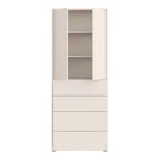 Alyson Tall Storage Cabinet with Push-to-Open Doors & 4 Drawers in Sand