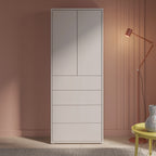 Alyson Tall Storage Cabinet with Push-to-Open Doors & 4 Drawers in Sand