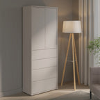 Alyson Tall Storage Cabinet with Push-to-Open Doors & 4 Drawers in Sand