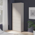 Alyson Tall Storage Cabinet with Push-to-Open Doors & 4 Drawers in Sand