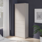 Alyson Tall Storage Cabinet with Push-to-Open Doors & 4 Drawers in Sand