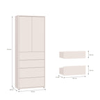 Alyson Tall Storage Cabinet with Push-to-Open Doors & 4 Drawers in Sand
