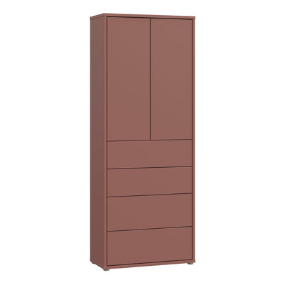 Alyson Tall Storage Cabinet with Push-to-Open Doors & 4 Drawers in Terracotta