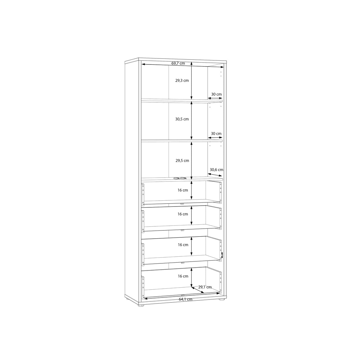 Alyson Tall Storage Cabinet with Push-to-Open Doors & 4 Drawers in Terracotta