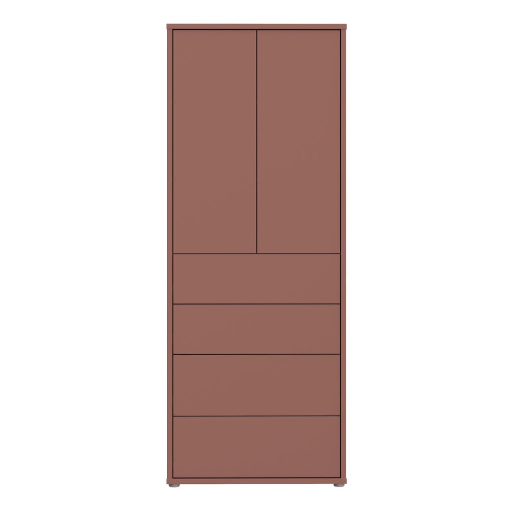 Alyson Tall Storage Cabinet with Push-to-Open Doors & 4 Drawers in Terracotta