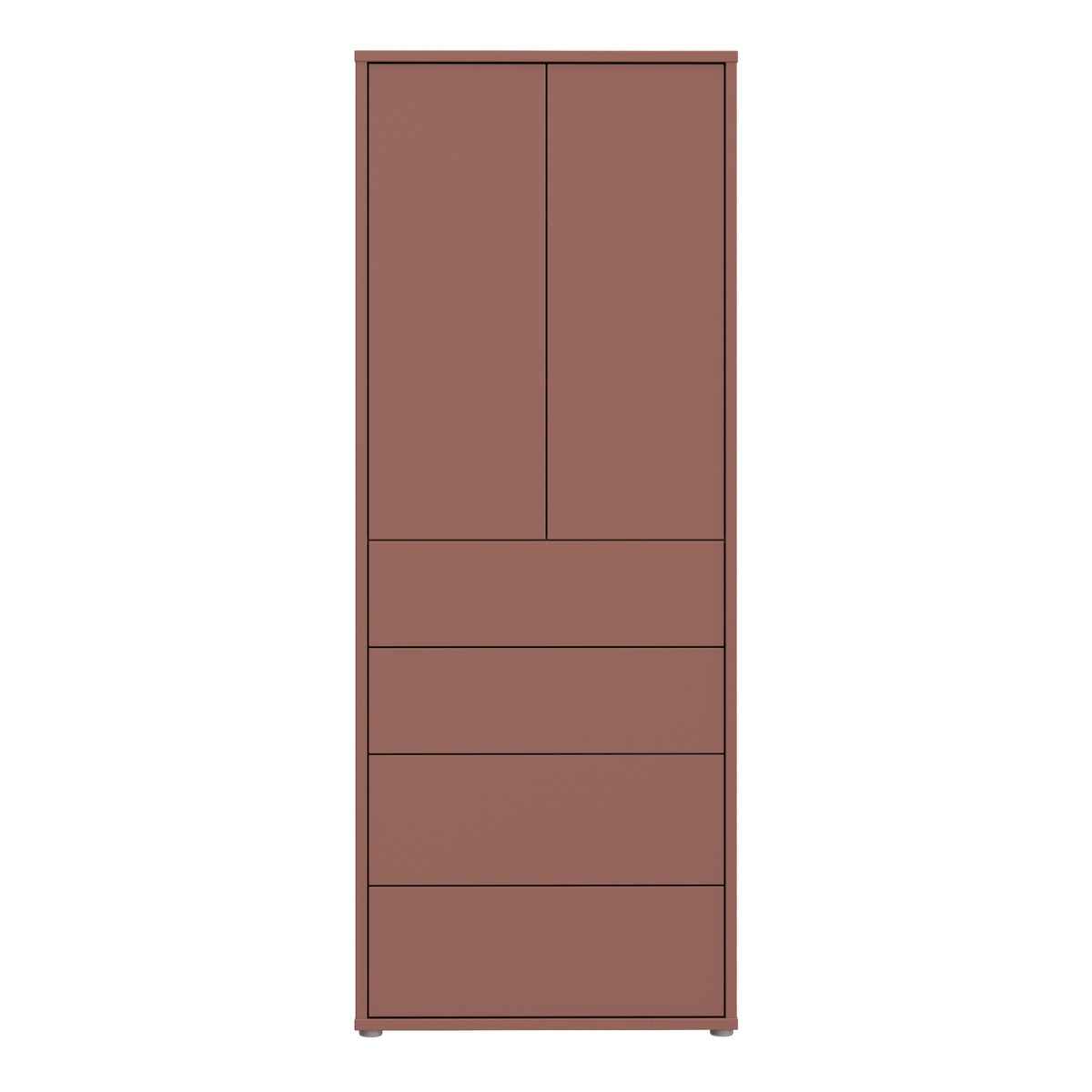 Alyson Tall Storage Cabinet with Push-to-Open Doors & 4 Drawers in Terracotta