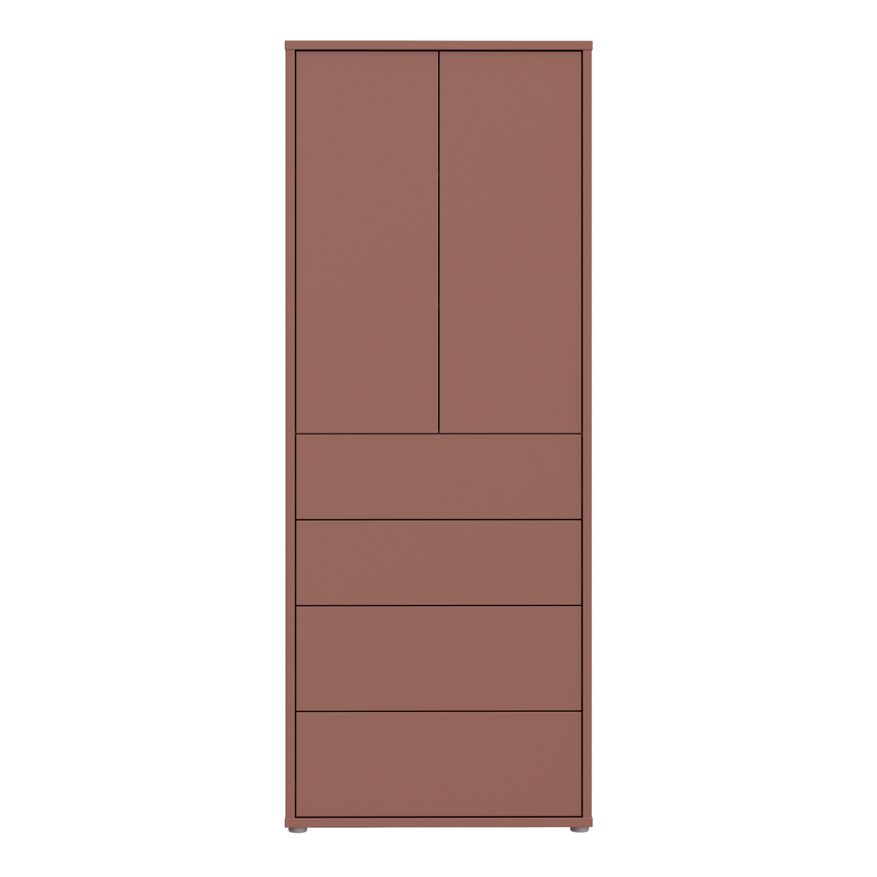 Alyson Tall Storage Cabinet with Push-to-Open Doors & 4 Drawers in Terracotta