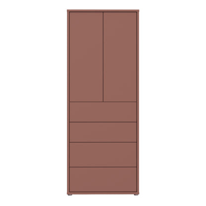 Alyson Tall Storage Cabinet with Push-to-Open Doors & 4 Drawers in Terracotta